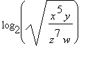 log[2](sqrt(x^5*y/(z^7*w)))