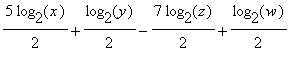 5*log[2](x)/2+log[2](y)/2-7*log[2](z)/2+log[2](w)/2...