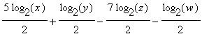 5*log[2](x)/2+log[2](y)/2-7*log[2](z)/2-log[2](w)/2...