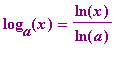 log[a](x) = ln(x)/ln(a)
