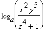 log[a](x^2*y^5/(z^4+1))