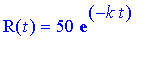 R(t) = 50*exp(-k*t)