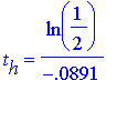 t[h] = ln(1/2)/(-.891e-1)