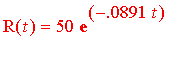 R(t) = 50*exp(-.891e-1*t)