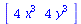 array( 1 .. 2, [( 1 ) = `+`(`*`(4, `*`(`^`(x, 3)))), ( 2 ) = `+`(`*`(4, `*`(`^`(y, 3)))) ] )
