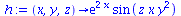 proc (x, y, z) options operator, arrow; `*`(exp(`+`(`*`(2, `*`(x)))), `*`(sin(`*`(z, `*`(x, `*`(`^`(y, 2))))))) end proc