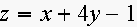 $z=x+4y-1$