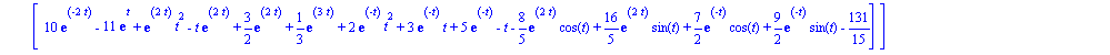 matrix([[-10*exp(t)+24*exp(-t)+10*exp(-2*t)-2*t+1/3*exp(3*t)+5/2*exp(2*t)-t*exp(2*t)-10*t*exp(t)+exp(2*t)*t^2+7*exp(-t)*cos(t)+9*exp(-t)*sin(t)+4*exp(t)*t^2+4*exp(-t)*t^2+6*exp(-t)*t-8/5*exp(2*t)*cos(...